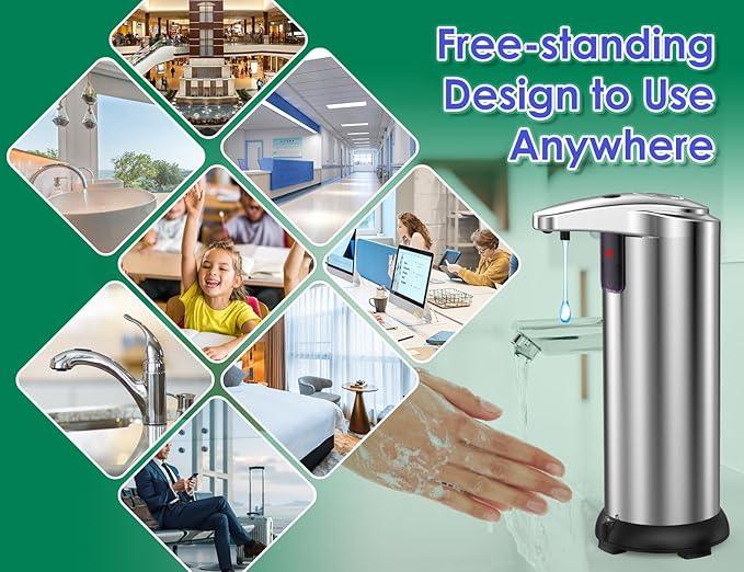 Soap Dispenser, Touchless Automatic Soap Dispenser, Infrared Motion Sensor Stainless Steel Hands Free Soap Pump with Waterproof Base for Bathroom and Kitchen - ModernBath