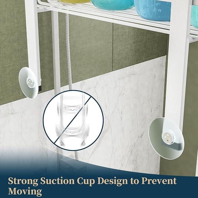 Consumest Over The Door Shower Caddy - 2 Tier Adjustable Hanging Shower Organizer Shelf with 12 Hooks, Rustproof Easy Installation Hanging Storage Rack for Bathroom, White - ModernBath