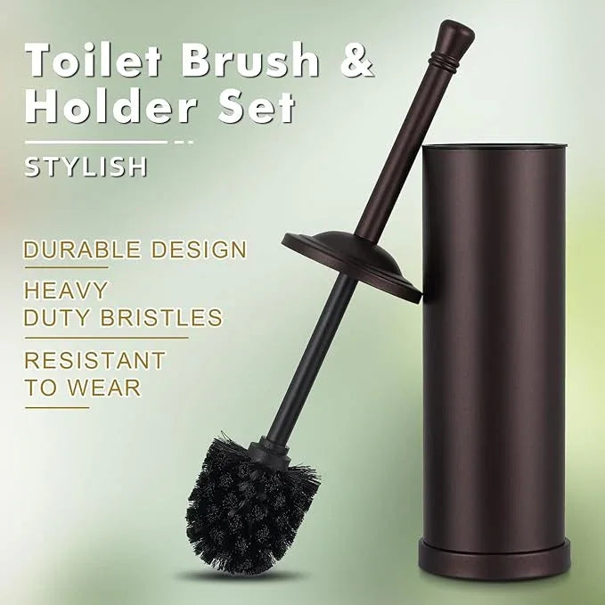 Bronze Toilet Brush and Holder Set,304 Stainless Steel Toilet Bowl Brush and Holder for Bathroom,Heavy Duty Toilet Brush,Durable Scrubbing Bristles,Splash Resistant,Long Hanlde - ModernBath