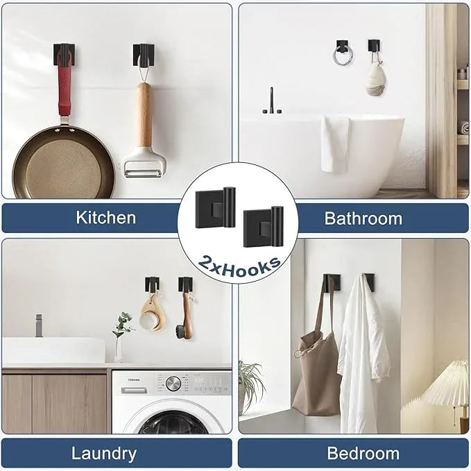 TURS 5-Pieces Matte Black Bathroom Hardware Set 23.6 Inch SUS304 Stainless Steel Towel Bar Set Wall Mounted Square Toilet Paper Holder with Shelf - ModernBath