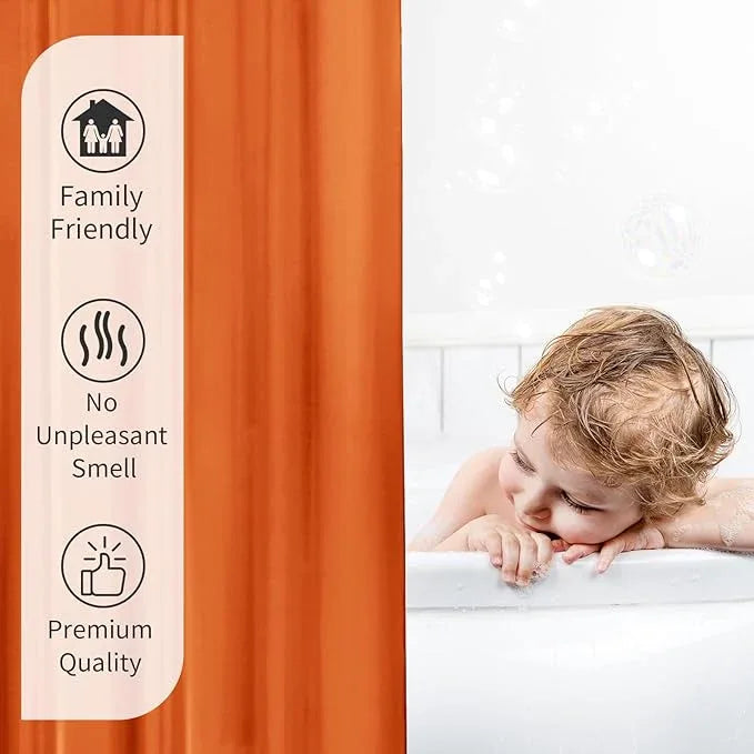 Gibelle Extra Long Shower Curtain Liner 72 x 84 Inches, Orange Shower Curtain Liner, Washable Waterproof Fabric Bathroom Shower Curtain - ModernBath