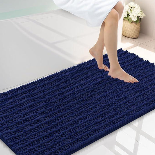 Smiry Bathroom Rugs Mat 44x24, Extra Soft Absorbent Chenille Bath Rugs, Non Slip Rubber Backing Machine Washable Quick Dry Bath Mats for Bathroom Floor, Tub, Shower, Home Decor Accessories, Navy Blue - ModernBath