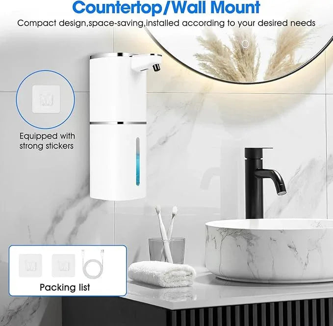 Automatic Foaming Soap Dispenser,Touchless Soap Dispenser,13.5oz/400ml Rechargeable Wall Mounted Smart Dispenser for Bathroom Kitchen,Easy for Toddlers(White) - ModernBath