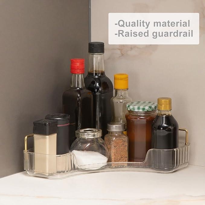INVSSENE Corner Bathroom Countertop Organizer, Vanity Organizer Trays for Counter, Makeup Organizers, Perfume Tray, Skincare Shelf Storage Gifts for Women Girl Student (Clear, 1 Tier) - ModernBath