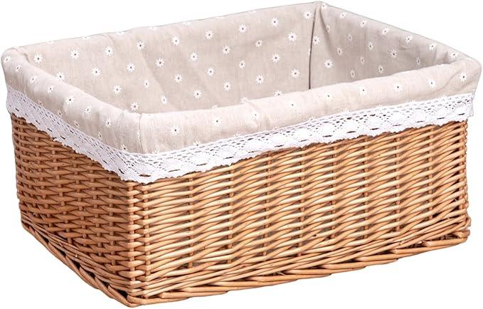 Natural Wicker Storage Rectangular Basket Hand Woven Storage Basket - ModernBath