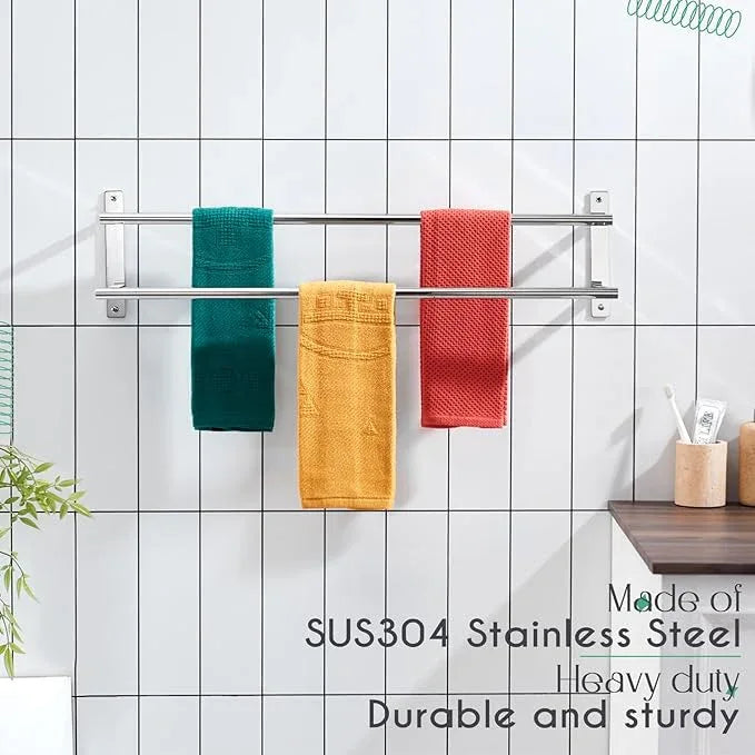 KOKOSIRI Bathroom Towel Racks 32 Inch Double Towel Bars Bath Towel Holder Towel Storage Towel Shelves Wall Mount Stainless Steel Polished Chrome B5010CH-L32 - ModernBath