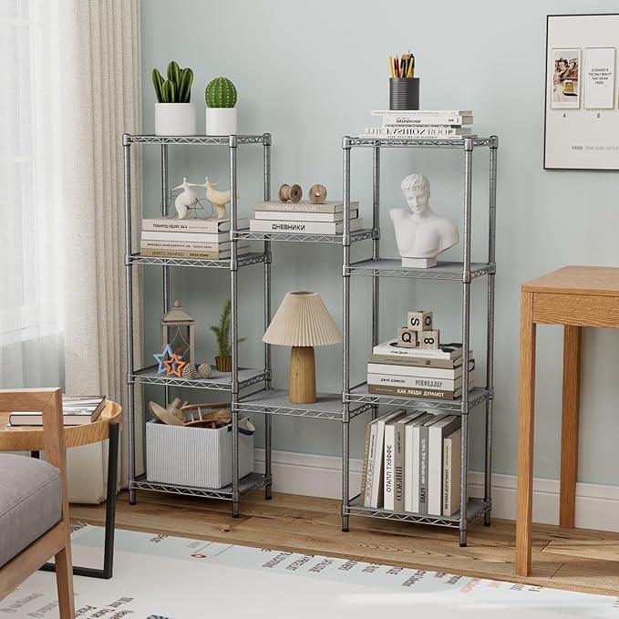 Small 5 tire Shelves Storage Wire Shelving Unit Metal Shelf Adjustable Organizers Storage Shelving for Bathroom Laundry Room Kitchen Pantry10”D x 16”W x 55”H Silver - ModernBath