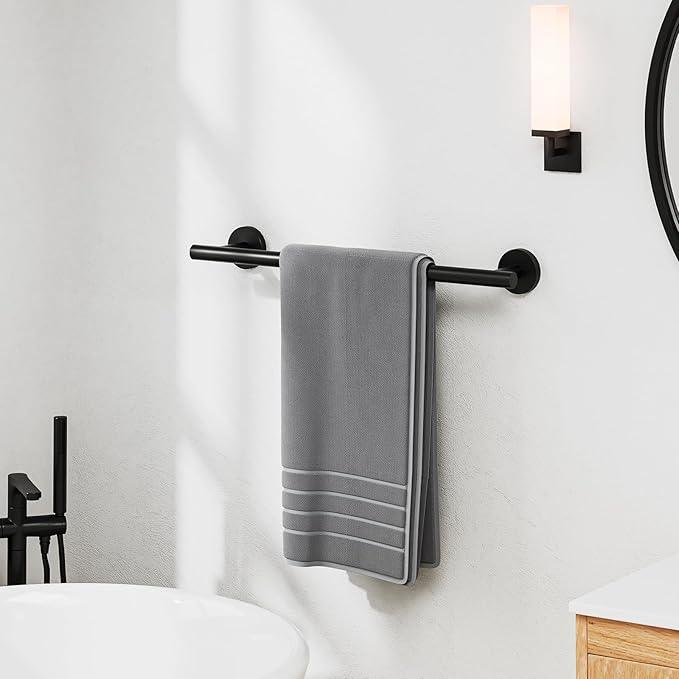 18 Inch Matte Black Towel Bar, Thicken Towel Rack for Bathroom Wall, SUS304 Stainless Steel Towel Rod, Modern Home Decor (Total Length 20-Inch) - ModernBath