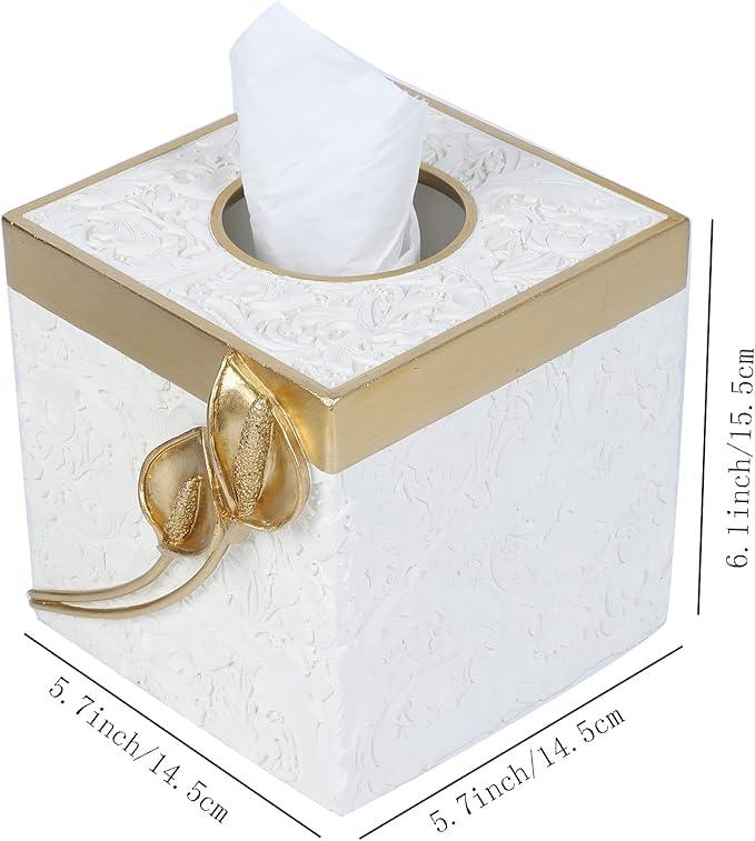 Hymmah Modern Square Tissue Box Cover Holder,Bathroom Accessories Decor Unique Design Tissue Box Cover for Bathroom Vanity Counter Tops Also Great for Bedrooms and Living Rooms - ModernBath