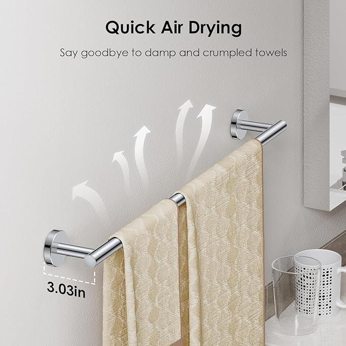 FORIOUS Towel Bar Wall Mounted, Stainless Steel Towel Racks for Bathroom, Includes Wall Mounting Hardware (Chrome, 32 Inch) - ModernBath
