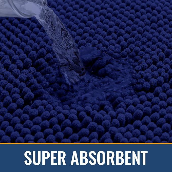 Arotive Bathroom Rugs 24x16, Extra Soft Absorbent Shaggy Chenille Bath Rugs, Machine Washable Rubber Backing Non-Slip Bath Mats for Bathroom Floor Tub and Shower, Home Decor Accessories, Navy - ModernBath