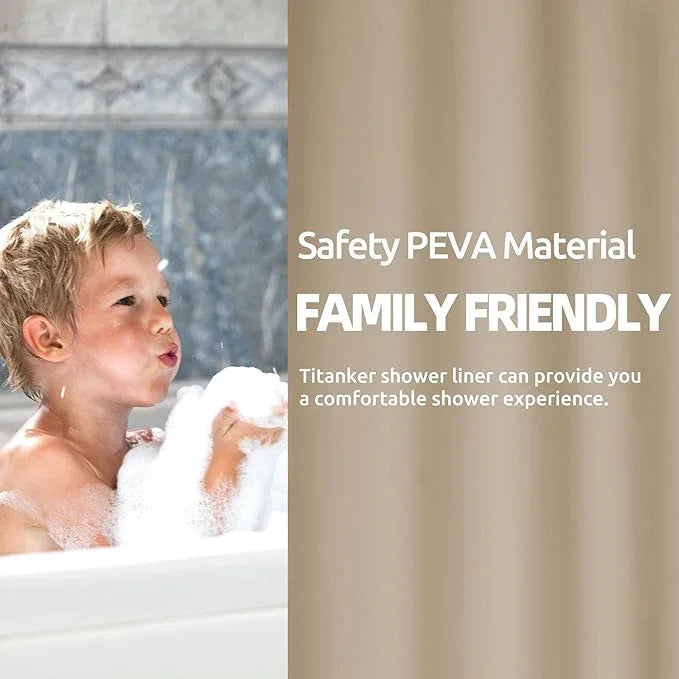 Titanker Shower Curtain Liner 72x72 Tan Shower Liner Lightweight PEVA Shower Curtains for Bathroom, Waterproof Shower Liner with Magnets and Rustproof Grommet Holes - ModernBath