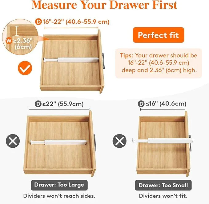Lifewit 12 Pack Kitchen Drawer Dividers 2.36" High, 16"-22" Adjustable Drawer Organizer for Utensils/Clothes/Makeup, Plastic Expandable Separators in Dresser/Bedroom/Bathroom/Office Storage - ModernBath