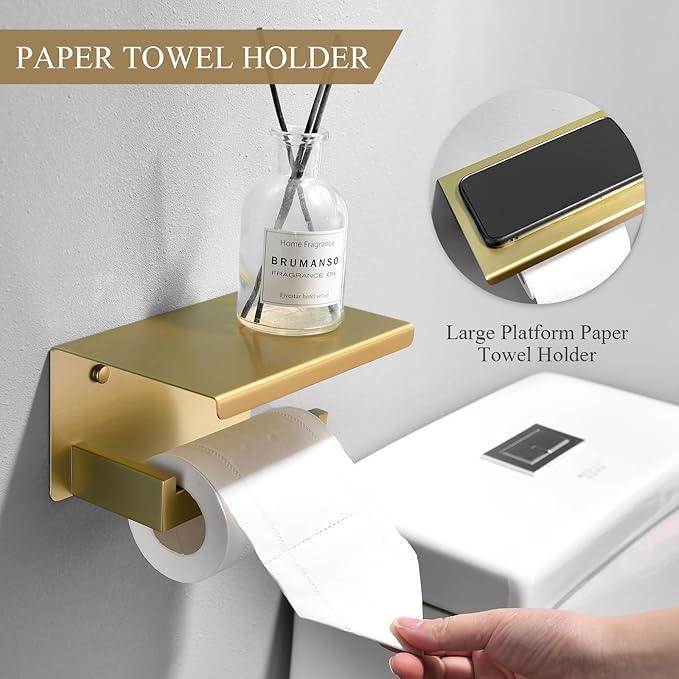TURS Brushed Gold Bathroom Hardware Set 4-Piece Bath Towel Bar Set 24 Inch Stainless Steel Towel Holder Set for Bathroom Wall Mounted - ModernBath