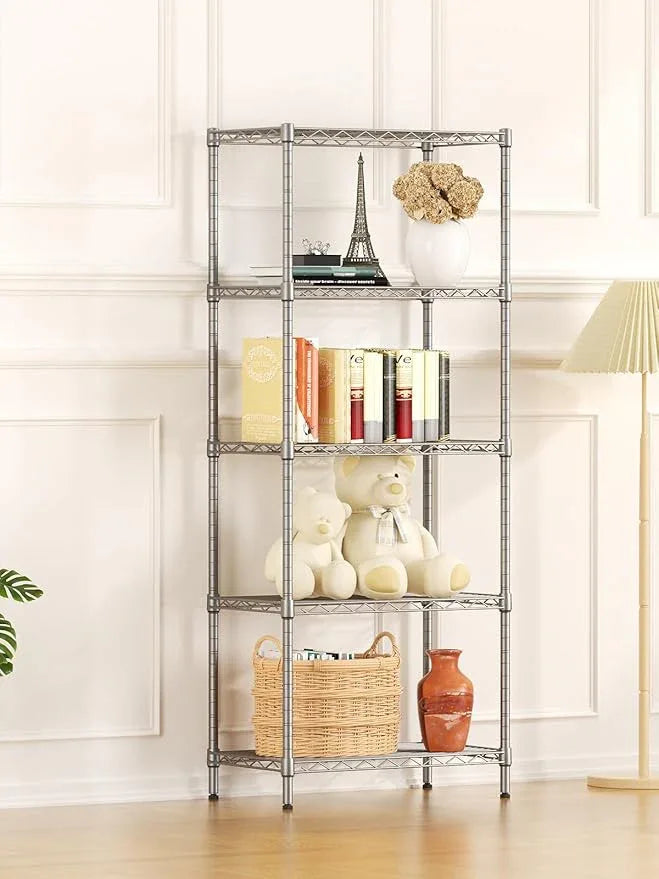 SINGAYE Shelf Wire Shelving Adjustable Storage Shelves Rack Standing Units for Kitchen Closet Laundry Bathroom Organizers Metal Pantry Narrow Mesh Gaps 12" D x 22" W x 59" H Gray - ModernBath