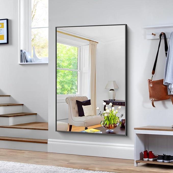 BONEWEI Bathroom Mirror,60x40 inch Bathroom Mirrors for Over Sink,Large Wall Mirror for Bathroom Wall Mounted Rectangle Mirrors,Black Vanity Mirror for Living Room,Bedroom Entryway,Horizontal/Vertical - ModernBath