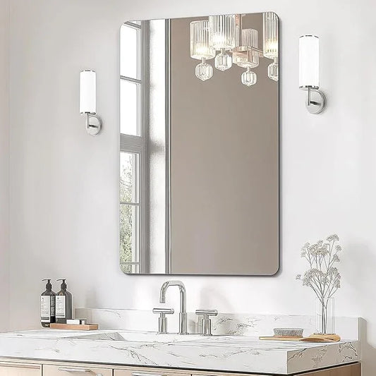 USHOWER Frameless Bathroom Mirror for Over Sink, 24x36 Inch Rectangle Wall Vanity Mirror for Bathroom, Bedroom, Entryway, Polished Edge, Tempered Glass - ModernBath