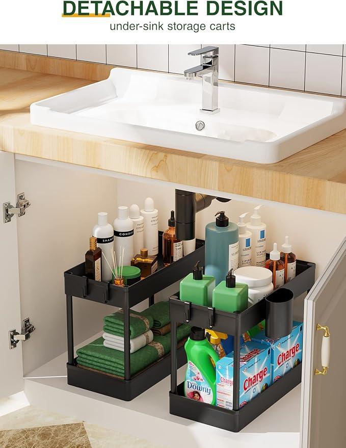 LEHOM Slim Rolling Storage Cart - 4 Tiers Bathroom Organizer Utility Cart Slide Out Storage Shelves Mobile Shelving Unit for Kitchen, Bedroom, Office, Laundry Room, Small Narrow Spaces（7.1" W+Black） - ModernBath
