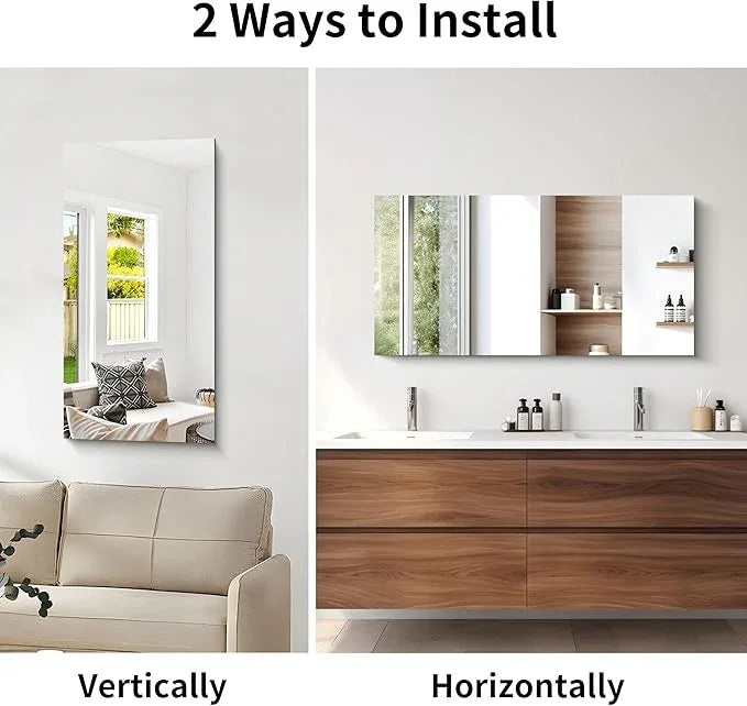 CILIBER Frameless Mirror, 20x40 Inch Bathroom Mirrors for Wall, Rectangle Bathroom Vanity Mirrors with Polished Edge, Hangs Horizontally or Vertically for Bathroom, Bedroom and Living Room - ModernBath