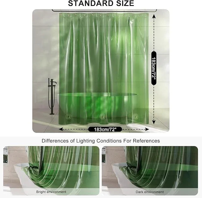 AmazerBath Shower Curtain Liner, 100% EVA Clear Green Heavy Duty Luxury Shower Curtain and Liner 2-in-1 for Spring, 72x72 Plastic Weighted Shower Liner, 12 Rustproof Grommets & 3 Heavyweight Stones - ModernBath