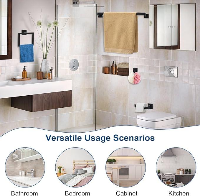 15 Pieces Bathroom Hardware Set, Matte Black Bathroom Accessories Set, Towel Racks for Bathroom, 23.6 Inch Bath Towel Bar Set Stainless Steel, Toilet Paper Holder Wall Mounted, Towel Ring, Towel Hook - ModernBath