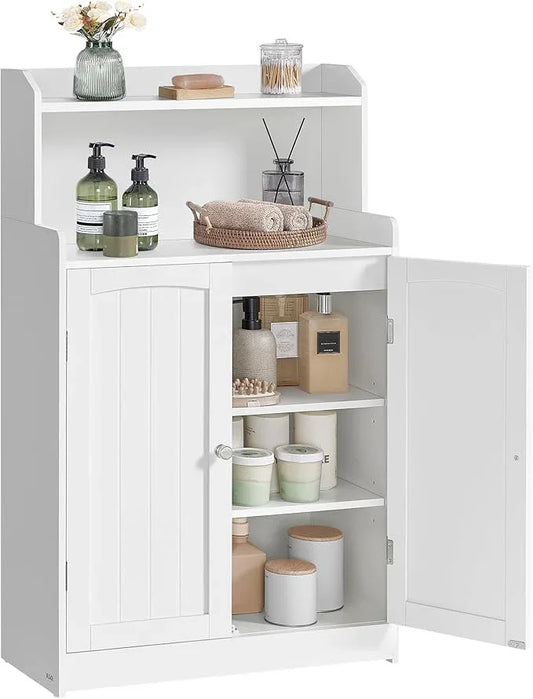 VASAGLE 39.4-Inch Tall Storage Cabinet, Floor Cabinet with 2 Doors, 2 Adjustable Shelves, Freestanding, for Bathroom, Kitchen, Living Room, Cloud White UBBC770W01 - ModernBath