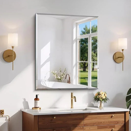 CILIBER Beveled Mirror, 30x36 Inch Bathroom Mirrors for Wall Unframed, Upgraded Shatterproof Frameless Vanity Mirror Over Sink with Beveled Edge for Bathroom, Bedroom, Living Room and Entryway - ModernBath