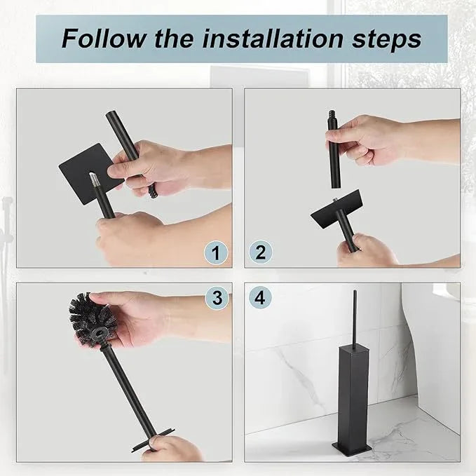 Black Toilet Brush and Holder,Toilet Bowl Brush with Extra Long Handle - ModernBath
