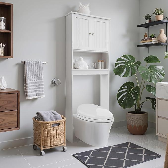 Over The Toilet Storage Cabinet, Behind Toilet Bathroom Organizer with Adjustable Shelves, Wooden Above Toilet Storage Shelf, Space Saver for Restroom, Bathroom, Laundry - ModernBath