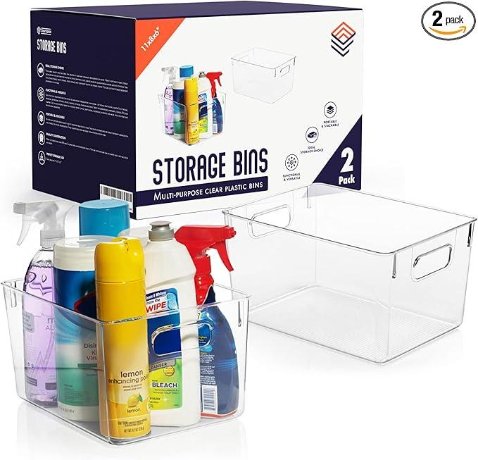 ClearSpace Clear Plastic Storage Bins – Pantry Organizers & Storage Containers, Cabinet Organizer - Home Organization Must Haves for Kitchen, Laundry Room, Office, Closet, Garage & Freezer - ModernBath