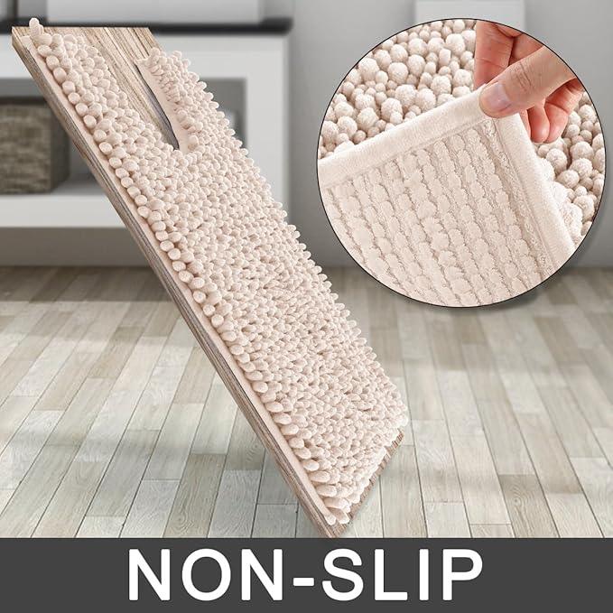 Yimobra Toilet Rug U Shaped Washable 24x20 Inch - Ultra Soft Absorbent Chenille Bath Rugs for Toilet, Quick Dry & Machine Washable, Non Slip Contour Bathroom Mat, Pinkish Beige - ModernBath