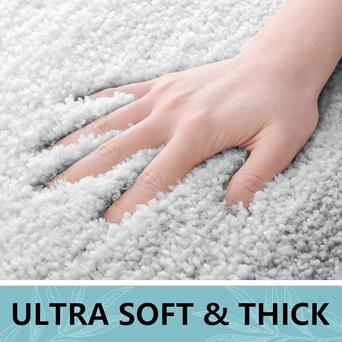 Arotive Microfiber Bathroom Rugs, Shaggy Soft and Absorbent Bath Rug, Non-Slip, Thick Plush Machine Washable Dry Bath Mats for Bathroom, Tub and Shower, 54x24, Light Grey, Rectangular - ModernBath