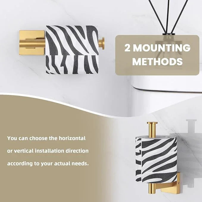 Suyar Brushed Gold Bathroom Accessories, SUS 304 Stainless Steel Bathroom Hardware Set 4 Pieces, Include Robe Hook, Toilet Paper Holder, Hand Towel Holder, Towel Bar, Wall Mount - ModernBath