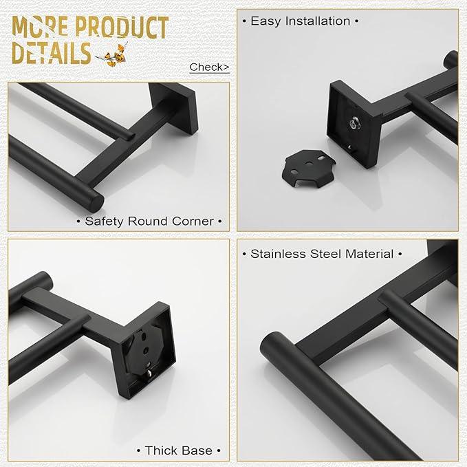 KOKOSIRI 32'' Towel Rails Bathroom Double Towel Bars Matte Black 32 Inch Bath Towel Holder for Washroom Wall Stainless Steel B5005BK-L32 - ModernBath
