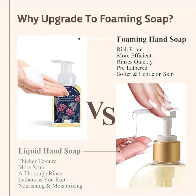 ROMIIE ZOI Foaming Hand Soap Refill Gift Set – Honeysuckle Scent – 3 Pack (1000ML Each) with Dispenser, Gentle & Moisturizing Plant-Based Formula – Bulk Refill Bottles for Bathroom & Kitchen Use - ModernBath
