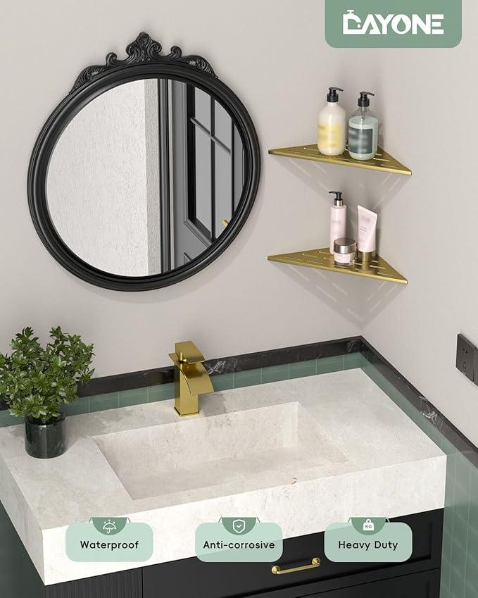 DAYONE Corner Shower Shelf Gold 2 Pack 10", Bathroom Corner Shower Organizer Shelf for Tiled Wall, SUS304 Stainless Steel Recessed Organizer Shelves - ModernBath