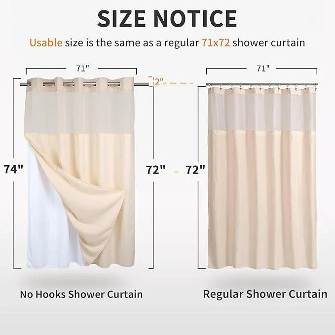 River Dream Heavyweight No Hooks Required Dotted Waffle Weave Shower Curtain with Snap in Liner - 71W x 74H,Hotel Grade,Spa Like Bath Curtain,Pink - ModernBath