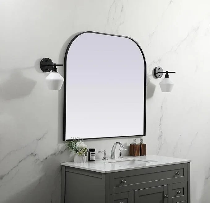 Illuminate, Metal Frame Arch Mirror 40X38 Inch in, Modern, Black - ModernBath