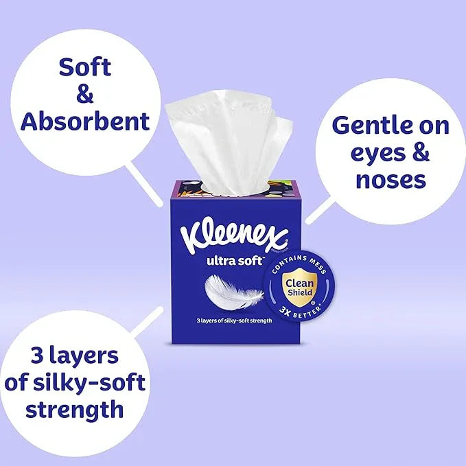 Kleenex Ultra Soft Facial Tissues, 8 Cube Boxes, 80 Tissues per Box, 3-Ply, Packaging May Vary - ModernBath