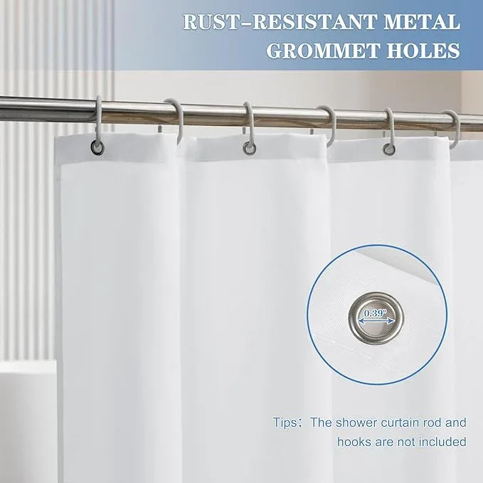 Nasitos Fabric Shower Curtain Liners 2 Pack - W72 x H72 - Washable & Water Resistant Lightweight Cloth Shower Liners for Bathroom, Soft Hotel Quality, Standard Size (White, 4 Magnets Included) - ModernBath