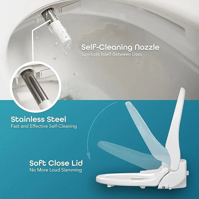 BidetMate 1000 Series Electric Smart Toilet Bidet Seat with Heated Water, Side Control Panel, and Warm Air Dryer - Self-Cleaning - Perfect for a Smart Home Kit or Smart Home Accessories - Round - ModernBath