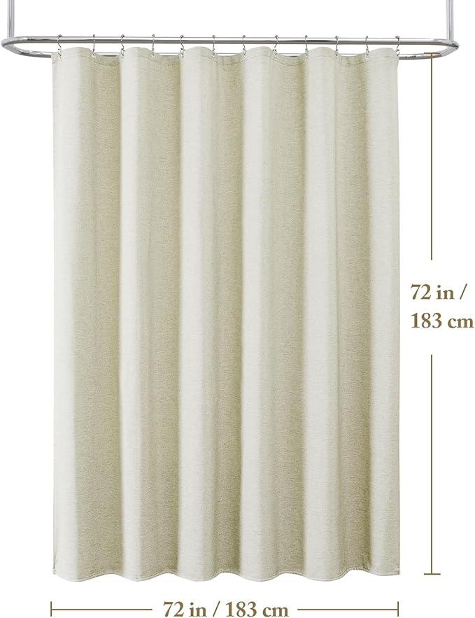 FY&XZH 3-in-1 Fabric Shower Curtain Set,Double Waterproof Linen-Texture Shower Curtain with PEVA Liner That Fully Prevents Splashes,Soft Shower Curtains with 12 Anti-Fall Hooks,72"x72"(Beige) - ModernBath
