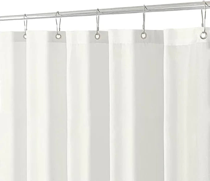 Biscaynebay Extra Long Fabric Shower Curtain Liner 72 Inch Width by 84 Inch Length, Ivory Water Resistant Bathroom Curtain, Rust Resistant Grommets Top Machine Washable - ModernBath