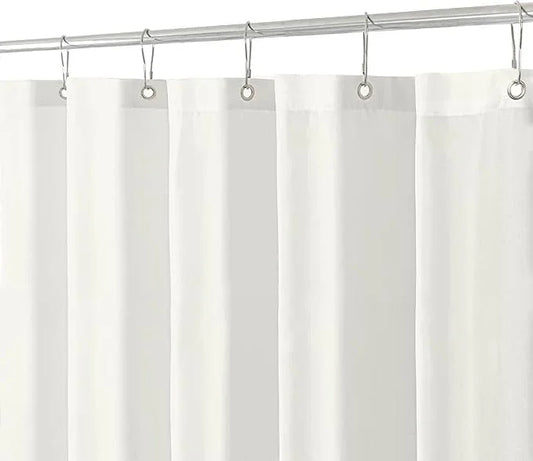Biscaynebay Extra Long Fabric Shower Curtain Liner 72 Inch Width by 84 Inch Length, Ivory Water Resistant Bathroom Curtain, Rust Resistant Grommets Top Machine Washable - ModernBath