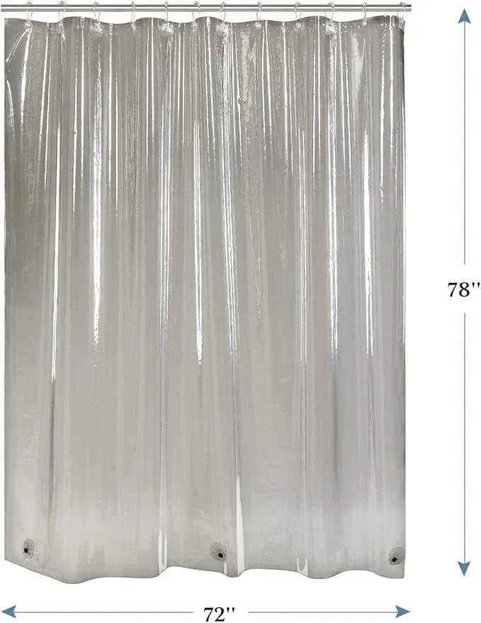 AmazerBath 72x78 Long Shower Curtain Liner, Clear Black Plastic Shower Curtain Liner, Waterproof PEVA Shower Liner, Cute Lightweight Shower Curtains for Bathroom with 3 Magnets & Rustproof Grommets - ModernBath