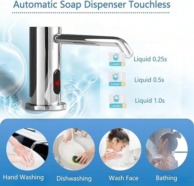 Automatic Soap Dispenser Touchless for Kitchen and Bathroom, Sink Built in Commercial Electric Soap Dispenser,Upgraded Infrared Sensors, with Bottle and Pump Electroplated 33.81oz/1000ml - ModernBath