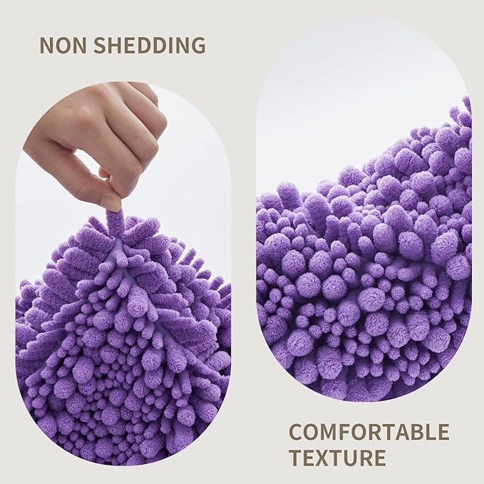 Ruggnovea Chenille Bathroom Rugs Non Slip Washable 44x24, Extra Thick Soft Absorbent Chenille Bath Mat, Non-Slip Barrier Backing, Quick Dry Machine Washable Bath Mats Tub, Shower,Floor/Sink,Purple - ModernBath