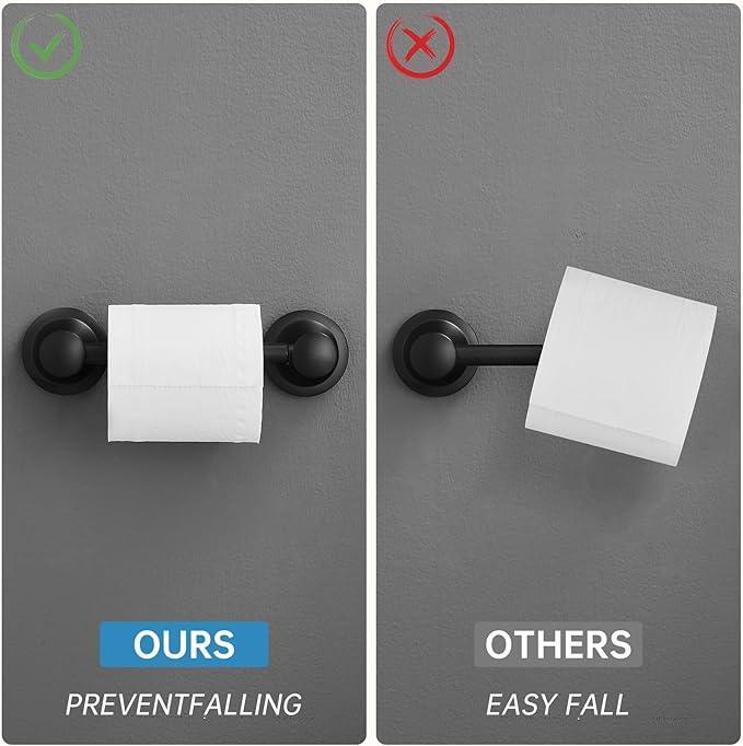 RUMOSE Toilet Paper Holder and Hand Towel Ring Matte Black Wall Mount Bathroom Hardware Accessories 2 PCS Set Flexible Pivoting Toilet Tissue Roll Holder and Towel Hanger, Stainless Steel - ModernBath