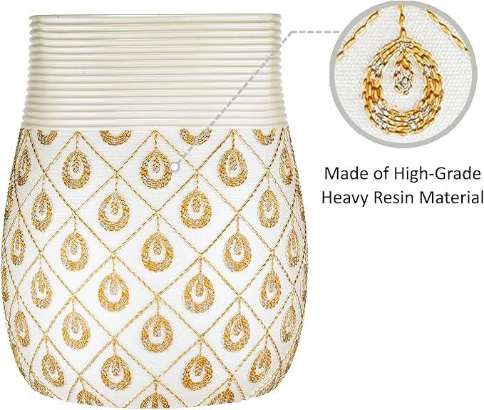 Zahari Home 2pc Seraphina Bathroom Set Waste Basket & Tissue Cover Modern Classic Decor Stylish Unique Design Beautiful White Bathroom Accessories Set - ModernBath