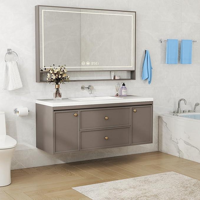 20 Pieces Bathroom Accessories Set, Brushed Nickel Bathroom Hardware Set, 24 inch Towel Bar, Towel Racks for Bathroom, Robe Towel Hooks, Toilet Paper Holder Wall Mounted - ModernBath